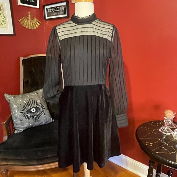 Mock Neck Velvet Modcloth Dress - Picture 3 of 5